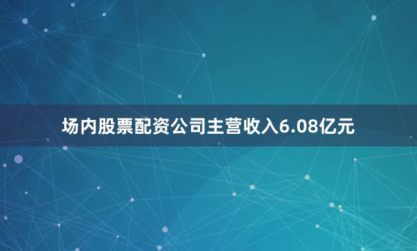 场内股票配资公司主营收入6.08亿元